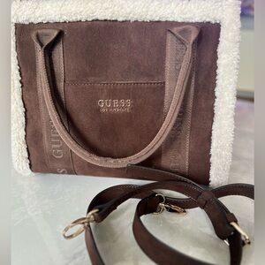 Guess Biscoe Tote Bag in Suede and Sheepskin
